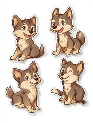 Wall Mural - dog puppy animal cartoon cute pet illustration wolf character playful friendly sitting smiling adorable brown art design vector digital art animation 