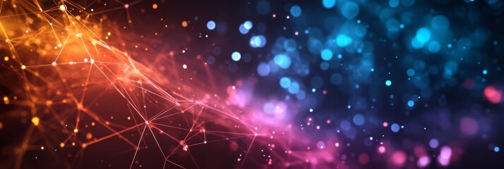 Poster - This stunning digital abstract wallpaper showcases a vibrant array of colors and glowing, flowing lines, representing a modern and futuristic cyberspace theme in a highly visually appealing manner