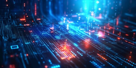Poster - Explore a vibrant and colorful digital landscape that features glowing elements and intricate patterns, making it perfect for a variety of technologythemed projects and creative endeavors
