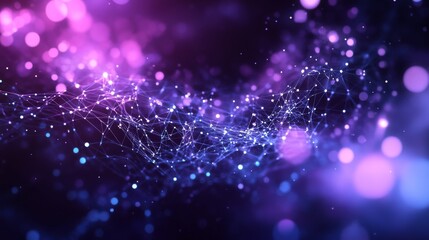 Poster - This is a vibrant digital abstract background that features glowing networks and particles throughout the artwork, making it perfect for themes related to technology and cyberspace environments