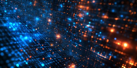 Poster - Visualize a vast digital landscape with glowing networks and abstract shapes, evoking a cosmic feel. This design complements themes of technology, innovation, and modern connectivity