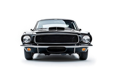 Wall Mural - A powerful design of a classic black muscle car, studio shot, isolated on white.