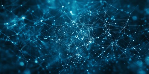 Poster - A visually striking abstract backdrop showcasing a glowing network of connections, emphasizing a captivating futuristic digital cyber environment filled with intricate lines and dynamic particles