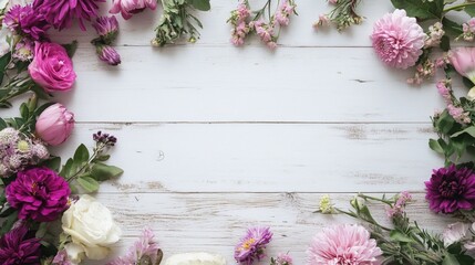 Wall Mural - Floral Arrangement on Wooden Background