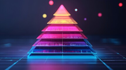 Abstract Pyramid Neon Lights Technology Digital Concept
