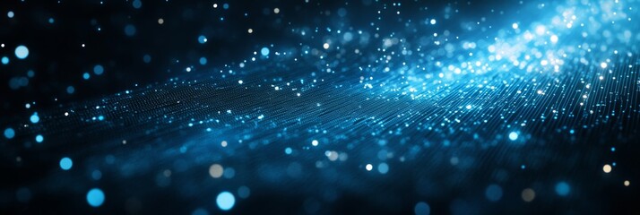 Poster - A captivating and visually stunning digital abstract background that features glowing blue particles along with various futuristic elements, making it ideal for technologythemed projects and designs