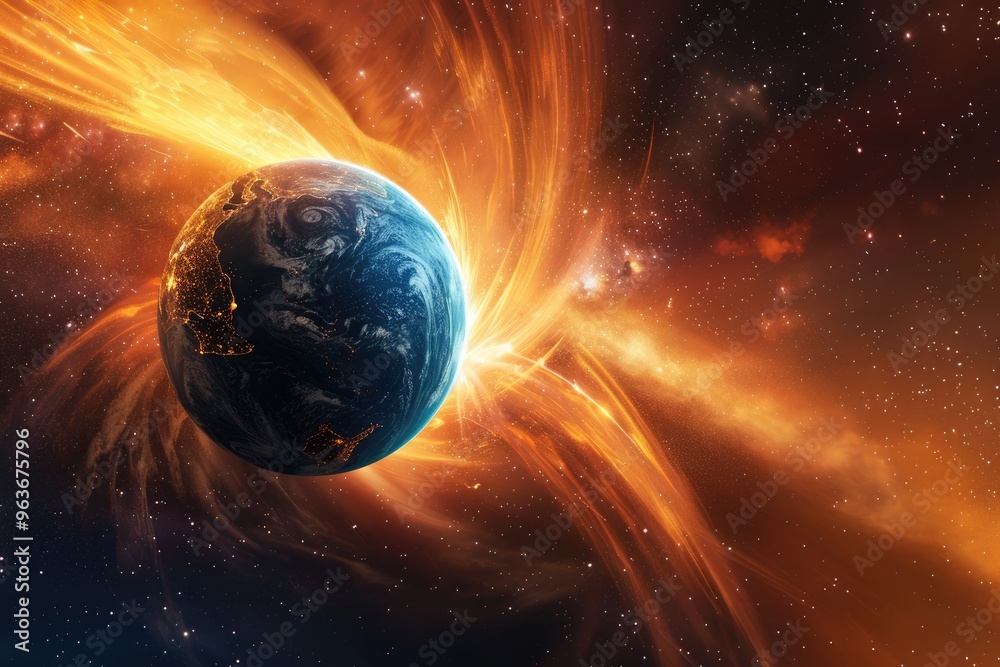 Striking of geomagnetic magnetic storm powerful solar phenomena that ...