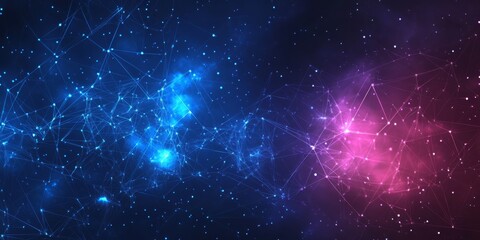 Poster - An abstract digital wallpaper presents a mesmerizing blend of glowing blue and pink hues that collectively embody futuristic themes related to the vast realms of cyberspace and advanced technology