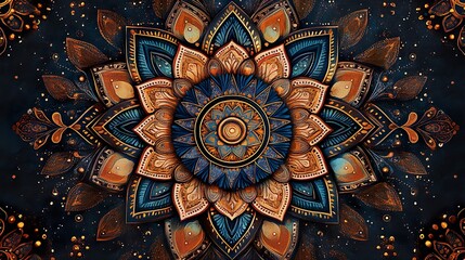 Bold mandala wallpaper with vibrant colors and symmetrical decorative elements wallpaper