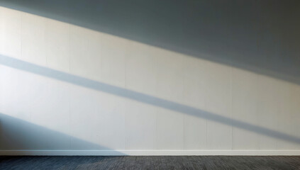 Wall Mural - Minimalist Light Grey Office Wall with Soft Diagonal Sunlight and Shadow Patterns