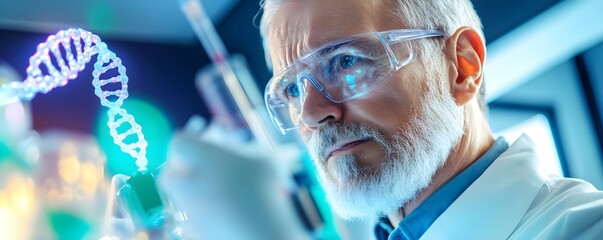 Wall Mural - Senior Scientist Examining DNA in Lab