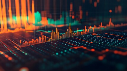 Sticker - Abstract Data Visualization with Orange and Green Lights