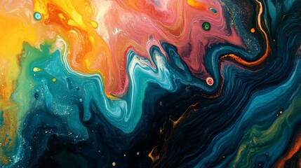 Wall Mural - Colorful Abstract Fluid Art