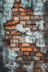 Wall Mural - Weathered brick wall with peeling paint and texture in urban setting