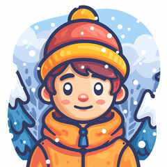 Cute boy in winter clothes. Vector illustration in cartoon style.