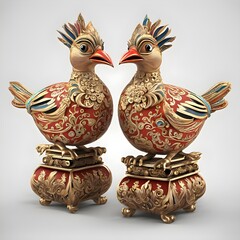 couple of elegant bird crafted on beautiful color