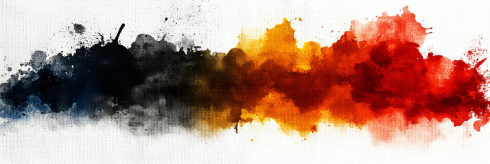 Wall Mural - Abstract watercolor background in shades of blue, black, orange, and red.