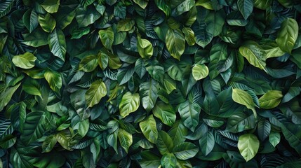 Canvas Print - Wall covered in green leaves