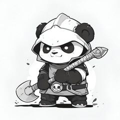 Sticker - Cute Panda Warrior Illustration