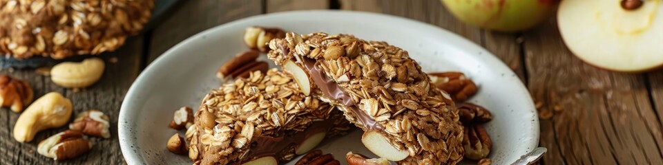 Wall Mural - Wheat-based pastries stuffed with chocolate spread, mixed nuts, and apples.