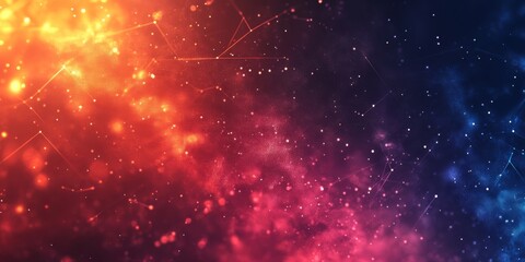 Poster - A vibrant digital illustration that showcases captivating abstract cosmic patterns, glowing networks, and various futuristic design elements all set within an energetic and eyecatching color palette