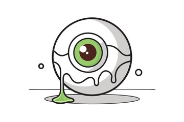 Wall Mural - Minimalist Line Drawing Vector Halloween Eyeball Icon Design