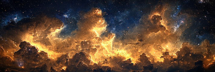 Wall Mural - A swirling nebula of golden light and scattered stars.