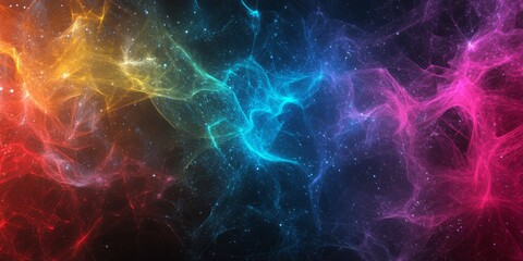 Poster - This digital abstract artwork showcases a vibrant nebula effect with detailed cosmic patterns, perfect for tech projects and creative pursuits, captivating audiences with its unique color blend