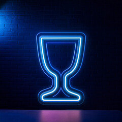 Neon sign with a glass on a dark background