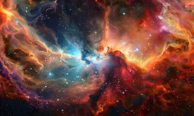 Wall Mural - nebula with swirling colors and stars, video