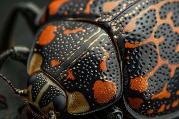 Poster - A close-up of a colorful ladybug resting on a green leaf surrounded by soft foliage in a serene garden during daylight hours