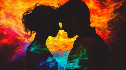 silhouette of a stressed relationship symbolizing impending marriage conflict and separation or divo