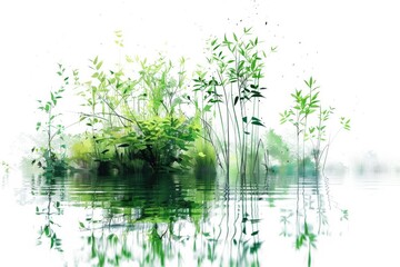 Wall Mural - island in the middle of a body of water, suitable for use as a background or illustration