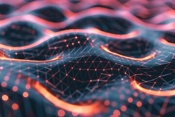 Poster - Close-up view of a computer screen showing glowing lines and circuitry
