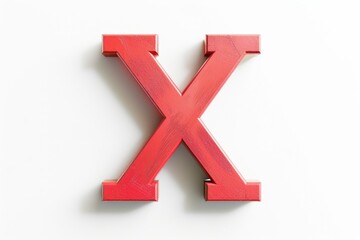 A close-up shot of a bright red letter X on a white surface, suitable for various uses such as graphic design, illustration, or branding