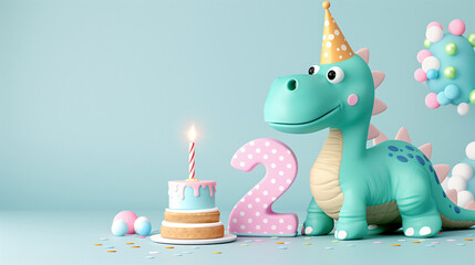 dinosaur birthday celebration with a cake colorful decorations and a festive atmosphere for a fun pa