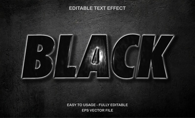 Black editable text effect template. shiny movie title futuristic modern style typeface. Premium vector