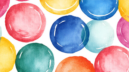 Canvas Print - Watercolor Abstract Background with Colorful Circles for Design, Pattern, and Decoration