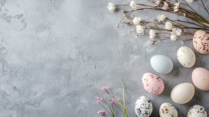 Wall Mural - Colorful Easter Eggs on Gray Surface