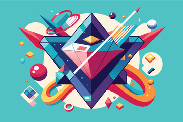 Aufkleber - Abstract geometric shapes with vibrant colors and bold lines, colorful, modern, artistic design