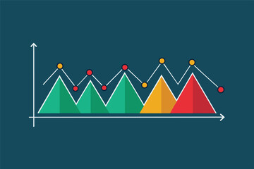 Leinwandbilder - Abstract Line Graph Visualization of Data and Trends with Red and Blue Lines on Dark Background