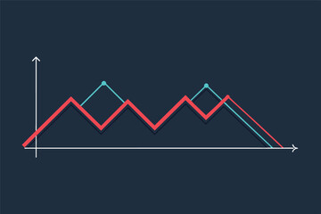 Leinwandbilder - Abstract Line Graph Visualization of Data and Trends with Red and Blue Lines on Dark Background