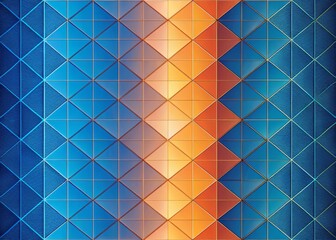 geometric shapes in a gradient pattern using blue and orange hues set against a subtle grid backgrou