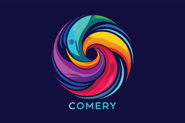 Poster - A vibrant logo design representing cosmic energy with swirling colors and elements suggesting movement and dynamism in an abstract artistry style