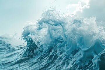 Poster - a massive wave crashes into the ocean surface, creating a powerful and dynamic scene