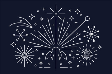 Poster - A burst of stars and sparks against a deep blue background, showcasing a celebration or festive atmosphere during a nighttime event