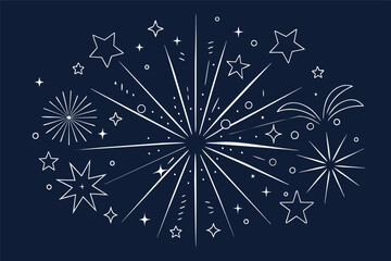 Poster - A burst of stars and sparks against a deep blue background, showcasing a celebration or festive atmosphere during a nighttime event