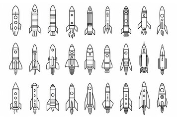 Wall Mural - A row of rockets on the launchpad, ready for liftoff