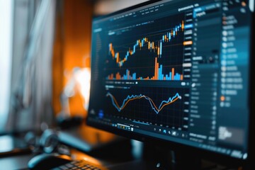 Poster - A computer monitor sitting on a desk, perfect for office or home use