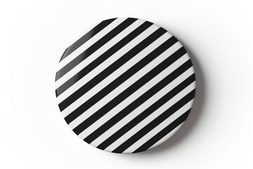 Poster - A single black and white striped button on a white background, ideal for use in designs related to fashion, technology or minimalism